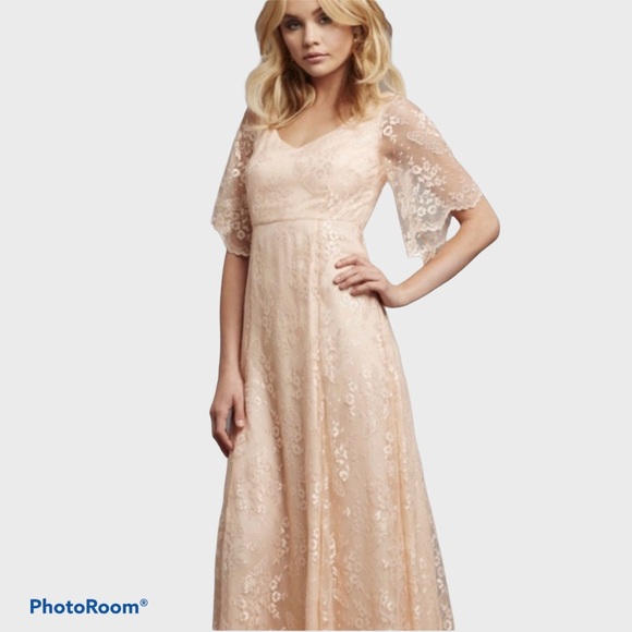 SOLD Donna Morgan Apricot Lace Maxi Gown Sz 2 NWT - Picture 3 of 15